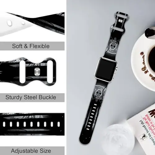 Apple Watch Band 38mm 40mm 41mm 42mm 44mm 45mm 46mm 49mm bilan mos keluvchi bayram tasmasi, iWatch Ultra Series 10 9 8 7 6 5 4 3 2 1 SE uchun sozlanishi mumkin bo'lgan almashtiriladigan yumshoq silikon multfilm sport bilakuzuklar - 5