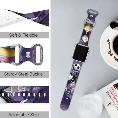 Apple Watch Band 38mm 40mm 41mm 42mm 44mm 45mm 46mm 49mm bilan mos keluvchi bayram tasmasi, iWatch Ultra Series 10 9 8 7 6 5 4 3 2 1 SE uchun sozlanishi mumkin bo'lgan yumshoq silikon multfilm sport bilakuzuklar - 5