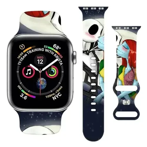 Apple Watch Band 38mm 40mm 41mm 42mm 44mm 45mm 46mm 49mm bilan mos keluvchi bayram tasmasi, iWatch Ultra Series 10 9 8 7 6 5 4 3 2 1 SE uchun sozlanishi mumkin bo'lgan yumshoq silikon multfilm sport bilakuzuklari - MODAZONE