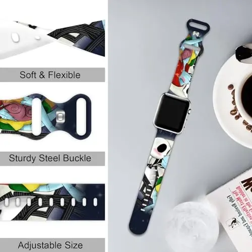 Apple Watch Band 38mm 40mm 41mm 42mm 44mm 45mm 46mm 49mm bilan mos keluvchi bayram tasmasi, iWatch Ultra Series 10 9 8 7 6 5 4 3 2 1 SE uchun sozlanishi mumkin bo'lgan yumshoq silikon multfilm sport bilakuzuklari - 5