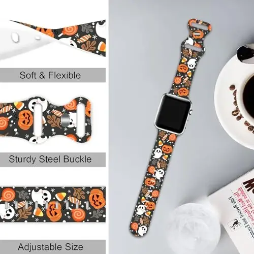 Apple Watch Band 38mm 40mm 41mm 42mm 44mm 45mm 46mm 49mm bilan mos keluvchi Holiday Strap, sozlanishi mumkin bo'lgan almashtiriladigan yumshoq silikon multfilm sport bilakuzuklari iWatch Ultra Series 10 9 8 7 6 5 4 3 2 1 SE uchun - 2