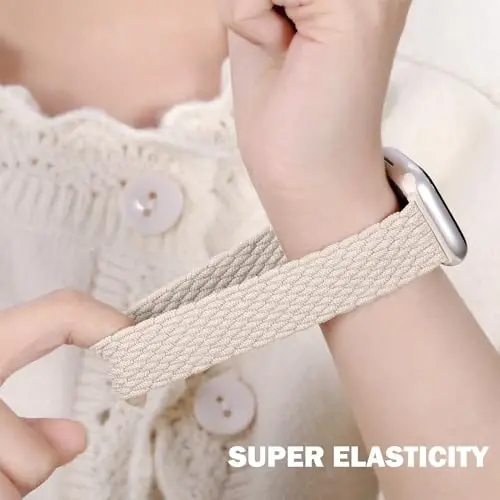Apple Watch Band 38mm 40mm 41mm 42mm 44mm 45mm 46mm 49mm bilan mos keluvchi Odbeai Braided Band ayollar va erkaklar uchun, iWatch Series 10 9 8 7 6 5 4 3 2 1 SE Ultra/Ultra 2 bilan mos keluvchi sozlanishi yumshoq tasma - 4