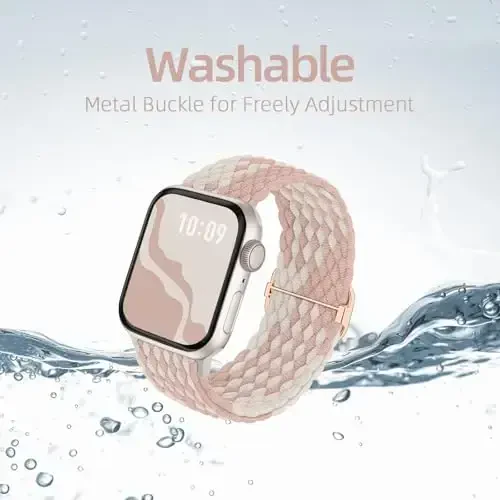 Apple Watch Band 38mm 40mm 41mm 42mm 44mm 45mm 46mm 49mm uchun ayollar erkaklar uchun mos keladigan o'ralgan elastik yakkalik halqa, iWatch Series 10 9 8 7 6 5 4 3 11 Ultra/SE 3 2 1 uchun neylon elastik tasmalar bilaguzuklar - 5
