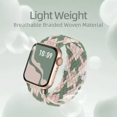 Apple Watch Band 38mm 40mm 41mm 42mm 44mm 45mm 46mm 49mm uchun ayollar erkaklar uchun mos keladigan o'ralgan elastik yakkalik halqa, iWatch Series 10 9 8 7 6 5 4 3 11 Ultra/SE 3 2 1 uchun neylon elastik tasmalar bilaguzuklar - 6