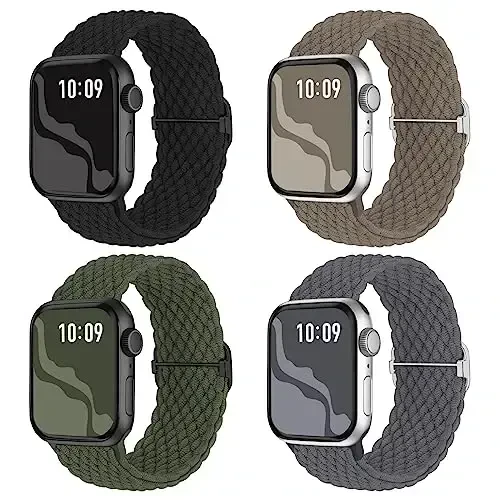 Apple Watch Band 38mm 40mm 41mm 42mm 44mm 45mm 46mm 49mm uchun ayollar va erkaklar uchun mos keladigan o'ralgan elastik yakka halqa, iWatch Series 10 9 8 7 6 SE 5 4 3 2 Ultra Ultra 2 uchun neylon elastik bilakuzuklar - 1