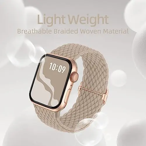 Apple Watch Band 38mm 40mm 41mm 42mm 44mm 45mm 46mm 49mm uchun ayollar va erkaklar uchun mos keladigan o'ralgan elastik yakkalik halqasi, iWatch Series 10 9 8 7 6 SE 5 4 3 2 Ultra Ultra 2 uchun neylon elastik bilaguzuklar - 3