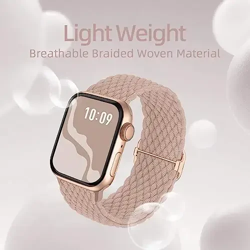 Apple Watch Band 38mm 40mm 41mm 42mm 44mm 45mm 46mm 49mm uchun ayollar va erkaklar uchun mos keluvchi o'ralgan cho'ziluvchan yagona halqa, iWatch Series 10 9 8 7 6 SE 5 4 3 2 Ultra Ultra 2 uchun neylon elastik bilakuzuklar - 3