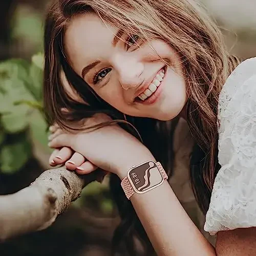 Apple Watch Band 38mm 40mm 41mm 42mm 44mm 45mm 46mm 49mm uchun ayollar va erkaklar uchun mos keluvchi o'ralgan cho'ziluvchan yagona halqa, iWatch Series 10 9 8 7 6 SE 5 4 3 2 Ultra Ultra 2 uchun neylon elastik bilakuzuklar - 6