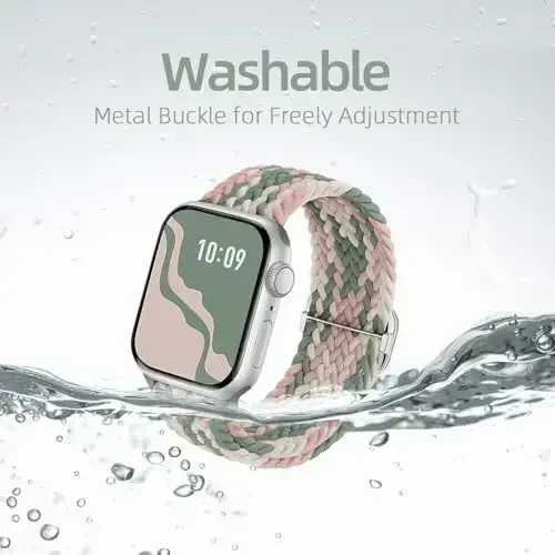 Apple Watch Band 38mm 40mm 41mm 42mm 44mm 45mm 46mm 49mm uchun ayollar va erkaklar uchun mos keluvchi o'ralgan elastik yakka halqa, iWatch Series 11/10 9 8 7 6 5 4 3 SE/Ultra 3 2 1 uchun neylon elastik bilakuzuklar - 5