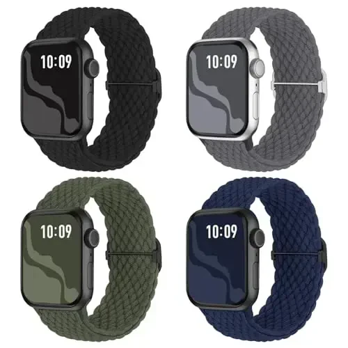 Apple Watch Band 38mm 40mm 41mm 42mm 44mm 45mm 46mm 49mm uchun mos keladigan o'ralgan cho'ziluvchan yagona Loop, Ayollar Erkaklar uchun neylon elastik tasmalar iWatch Series 10 9 8 7 6 SE 5 4 3 2 Ultra Ultra 2 - 1