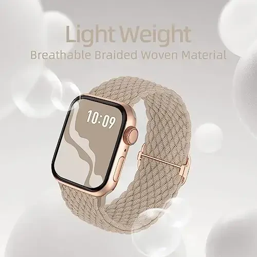 Apple Watch Band 38mm 40mm 41mm 42mm 44mm 45mm 46mm 49mm uchun mos keluvchi o'ralgan cho'ziluvchan yakka halqa ayollar va erkaklar uchun, iWatch Series 10 9 8 7 6 SE 5 4 3 2 Ultra Ultra 2 uchun neylon elastik tasmalar - 3