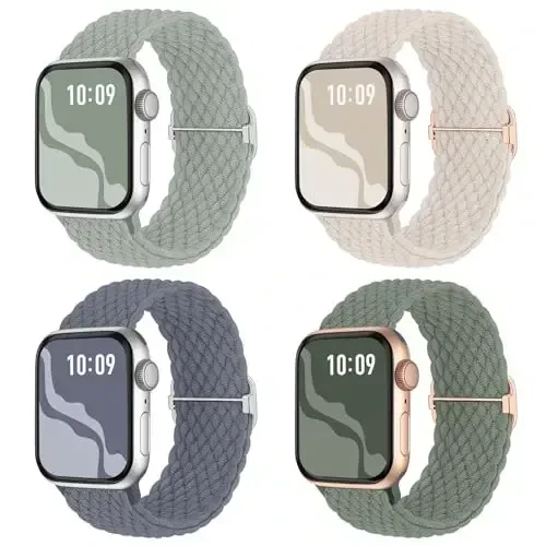 Apple Watch Band 38mm 40mm 41mm 42mm 44mm 45mm 46mm 49mm uchun o'ralgan cho'ziluvchan yagona halqa ayollar va erkaklar uchun mos, iWatch Series 10 9 8 7 6 5 4 3 11 Ultra/SE 3 2 1 uchun neylon elastik bilakuzuklar - BRAIDED