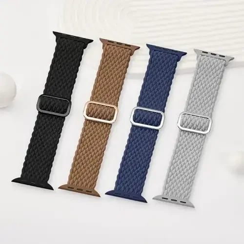 Apple Watch Band 38mm 40mm 41mm 42mm 44mm 45mm 46mm 49mm uchun o'ralgan cho'ziluvchan yakka halqa, Ayollar Erkaklar uchun neylon elastik tasmalar iWatch Series 10 9 8 7 6 5 4 3 11 Ultra/SE 3 2 1 uchun - 5
