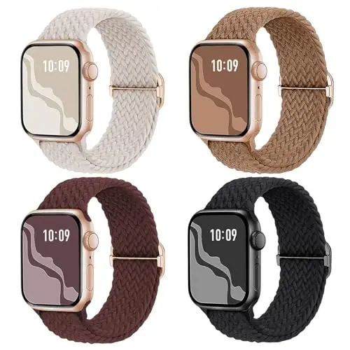 Apple Watch Band 38mm 40mm 41mm 42mm 44mm 45mm 46mm 49mm uchun o'ralgan cho'ziluvchan yakkalik halqasi Ayollar va erkaklar uchun, iWatch Series 10 9 8 7 6 5 4 3 11 Ultra/SE 3 2 1 uchun neylon elastik bilaguzuklar - BRAIDED