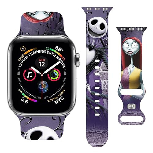 Apple Watch Band 38mm 40mm 41mm 42mm 44mm 45mm 49mm bilan mos keladigan bayram tasmasi, iWatch Ultra Series 9 8 7 6 5 4 3 2 1 SE uchun sozlanishi almashtiriladigan yumshoq silikon multfilm sport bilaguzuklari - 1