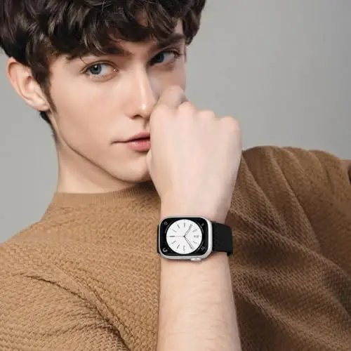 Apple Watch Band 40mm 41mm 38mm 45mm 44mm 42mm 46mm 49mm ayollar erkaklar uchun magnitlangan o'ralgan yakkalik halqasi, iWatch SE SE 2 Series 10 9 8 7 6 5 4 3 Ultra Ultra 2 uchun cho'ziluvchan elastik bilaguzuk - 3