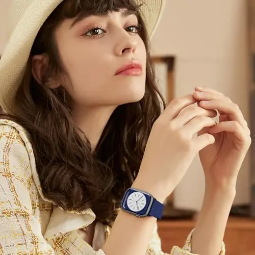 Apple Watch Band 40mm 41mm 38mm 45mm 44mm 42mm 46mm 49mm ayollar erkaklar uchun magnitlangan o'ralgan yakkalik halqasi, iWatch SE SE 2 Series 10 9 8 7 6 5 4 3 Ultra Ultra 2 uchun cho'ziluvchan elastik bilaguzuk - 4