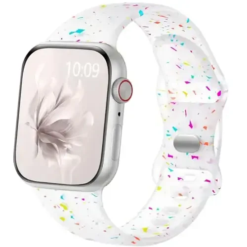 Wepro Silicone Sport Band for Apple Watch Band 46mm Series 10 45mm 9 8 7 44mm SE 6 5 4 Ultra 2 49mm 42mm for iWatch Bands Women Men Series 3 2 1 Breathable Colorful Band Transparent 