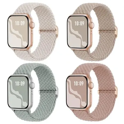 Braided Stretchy Solo Loop Compatible for Apple Watch Band 38mm 40mm 41mm 42mm 44mm 45mm 46mm 49mm for Women Men, Nylon Elastic Straps Wristbands for iWatch Series 10 9 8 7 6 5 4 3 11 Ultra/SE 3 2 1 - 1