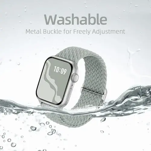 Braided Stretchy Solo Loop Compatible for Apple Watch Band 38mm 40mm 41mm 42mm 44mm 45mm 46mm 49mm for Women Men, Nylon Elastic Straps Wristbands for iWatch Series 10 9 8 7 6 5 4 3 11 Ultra/SE 3 2 1 - 5