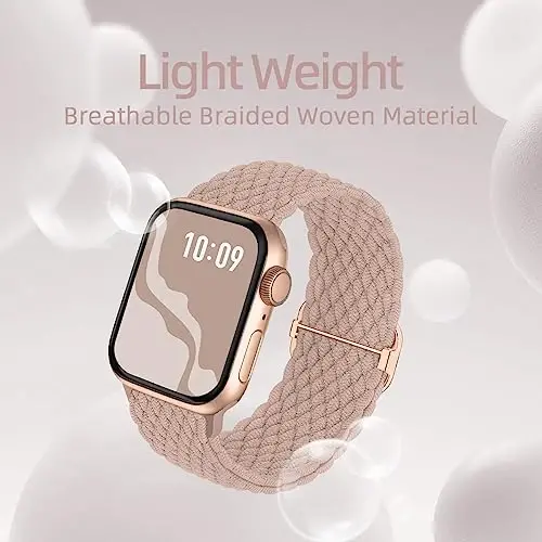 Braided Stretchy Solo Loop Compatible for Apple Watch Band 38mm 40mm 41mm 42mm 44mm 45mm 46mm 49mm for Women Men, Nylon Elastic Straps Wristbands for iWatch Series 10 9 8 7 6 SE 5 4 3 2 Ultra Ultra 2 - 3
