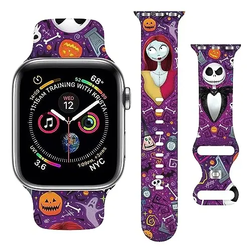 Holiday Strap Compatible with Apple Watch Band 38mm 40mm 41mm 42mm 44mm 45mm 46mm 49mm,Adjustable Replaceable Soft Silicone Cartoon Sport Wristbands for iWatch Ultra Series 10 9 8 7 6 5 4 3 2 1 SE 