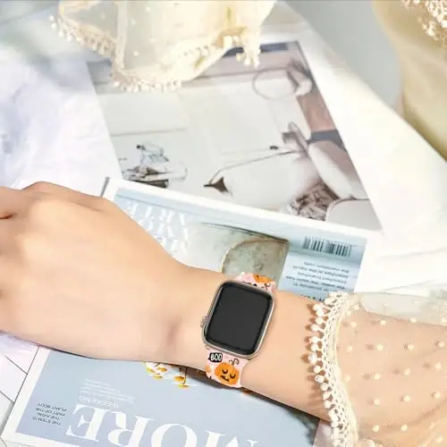 Holiday Strap Compatible with Apple Watch Band 38mm 40mm 41mm 42mm 44mm 45mm 46mm 49mm,Adjustable Replaceable Soft Silicone Cartoon Sport Wristbands for iWatch Ultra Series 10 9 8 7 6 5 4 3 2 1 SE - 3