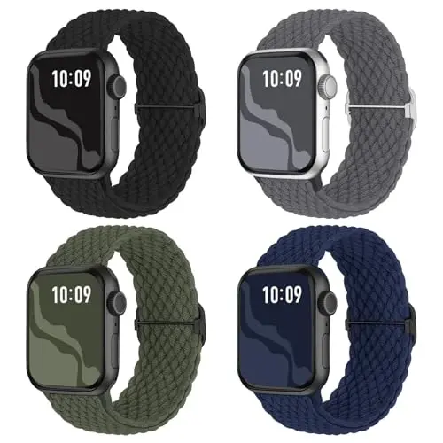 Braided Stretchy Solo Loop Compatible for Apple Watch Band 38mm 40mm 41mm 42mm 44mm 45mm 46mm 49mm for Women Men, Nylon Elastic Straps Wristbands for iWatch Series 10 9 8 7 6 SE 5 4 3 2 Ultra Ultra 2 