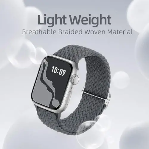 Braided Stretchy Solo Loop Compatible for Apple Watch Band 38mm 40mm 41mm 42mm 44mm 45mm 46mm 49mm for Women Men, Nylon Elastic Straps Wristbands for iWatch Series 10 9 8 7 6 SE 5 4 3 2 Ultra Ultra 2 - 3