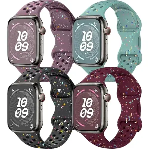 Apple Watch Bandı 38mm 40mm 41mm 42mm 44mm 45mm 49mm ile Uyumlu Spor Bantları Kadın Erkek için, Geri Dönüştürülmüş Plastik Nefes Alabilen Yumuşak iWatch bantları iWatch Serisi 9 8 7 6 5 4 3 2 1 Ultra SE Ultra 2 için 