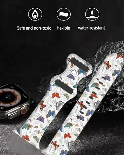 Sport Watch Bands Compatible with Apple Watch Band 38mm 40mm 41mm for Women Men, Adjustable Soft Silicone Replacement Smartwatch Wristband for iWatch Series 7 6 5 4 3 2 1 SE c - 2