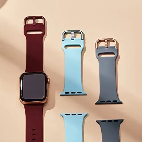 Apple Watch Bandlari 49mm 46mm 45mm 44mm 42mm 41mm 40mm 38mm bilan mos keladigan Sport Band, iWatch Series 11 10 9 8 7 6 5 4 3 2 1 SE Ultra Ayollar Erkaklar uchun klassik qisqichli yumshoq silikon almashtirish tasmasi - 3