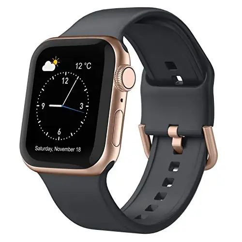Apple Watch Bandlari 49mm 46mm 45mm 44mm 42mm 41mm 40mm 38mm bilan mos keladigan Sport Band, iWatch Series 11 10 9 8 7 6 5 4 3 2 1 SE Ultra ayollar erkaklar uchun klassik qisqichli yumshoq silikon almashtirish tasmasi 