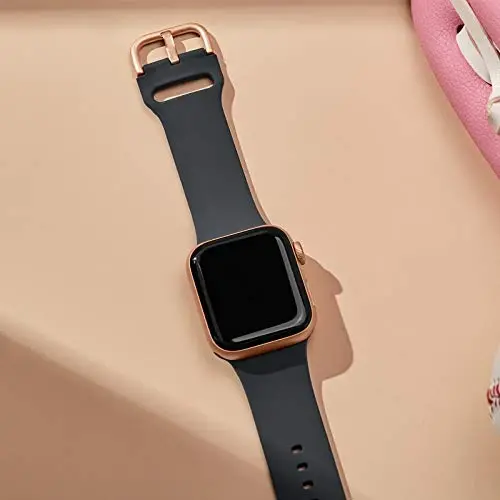 Apple Watch Bandlari 49mm 46mm 45mm 44mm 42mm 41mm 40mm 38mm bilan mos keladigan Sport Band, iWatch Series 11 10 9 8 7 6 5 4 3 2 1 SE Ultra ayollar erkaklar uchun klassik qisqichli yumshoq silikon almashtirish tasmasi - 2