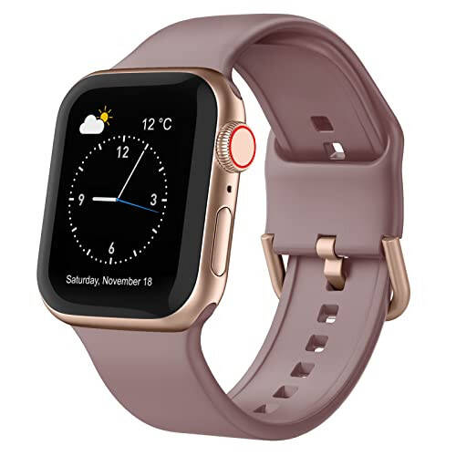 Apple Watch Bandlari bilan mos keladigan Sport Band 49mm 46mm 45mm 44mm 42mm 41mm 40mm 38mm, iWatch Series 10 9 Ultra SE 8 7 6 5 4 3 2 1 Ayollar Erkaklar uchun Klassik Qisqich bilan Yumshoq Silikon Bilak Bandasi - 6