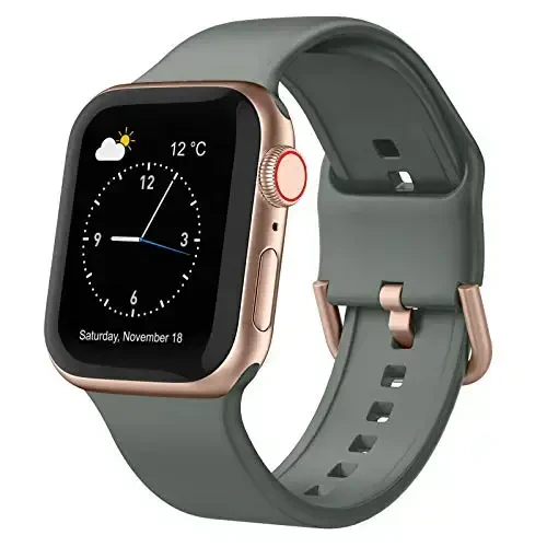 Apple Watch Bandlari bilan mos keladigan Sport Band 49mm 46mm 45mm 44mm 42mm 41mm 40mm 38mm, iWatch Series 11 10 9 8 7 6 5 4 3 2 1 SE Ultra ayollar erkaklar uchun klassik qisqichli yumshoq silikon almashtirish tasmasi 