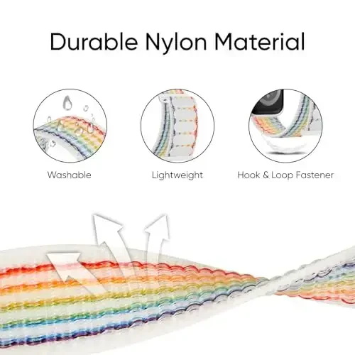 Apple Watch Bands 38mm 40mm 41mm 42mm 44mm 45mm 46mm 49mm bilan mos keladigan 6 Pack Sport Nylon Loop Band ayollar va erkaklar uchun, iWatch Series 10/9/8/7/6/5/4/3/SE/Ultra uchun sozlanishi nafas oladigan o'ralgan tasmalar - 2