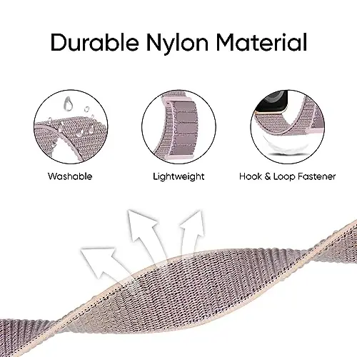 Apple Watch Bands 38mm 40mm 41mm 42mm 44mm 45mm 46mm 49mm bilan mos keluvchi 6 Pack Sport Nylon Loop Band Ayollar va erkaklar uchun sozlanishi nafas oladigan o'ralgan iWatch Series 10/9/8/7/6/5/4/3/SE/Ultra uchun tasmalar - MODAZONE (1)