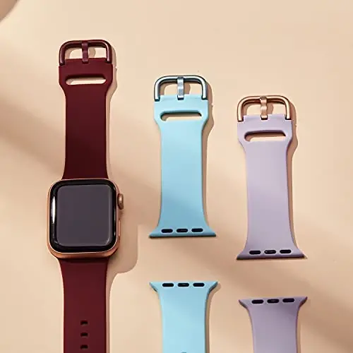 Apple Watch Bands 49mm 46mm 45mm 44mm 42mm 41mm 40mm 38mm bilan mos keladigan Sport Band, iWatch Series 11 10 9 8 7 6 5 4 3 2 1 SE Ultra ayollar erkaklar uchun klassik qisqichli yumshoq silikon almashtirish tasmasi - 3