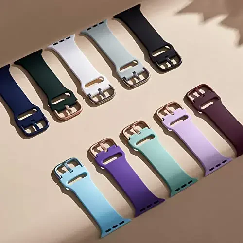 Apple Watch Bands 49mm 46mm 45mm 44mm 42mm 41mm 40mm 38mm bilan mos keladigan Sport Band, iWatch Series 11 10 9 8 7 6 5 4 3 2 1 SE Ultra ayollar erkaklar uchun klassik qisqichli yumshoq silikon almashtirish tasmasi - 3