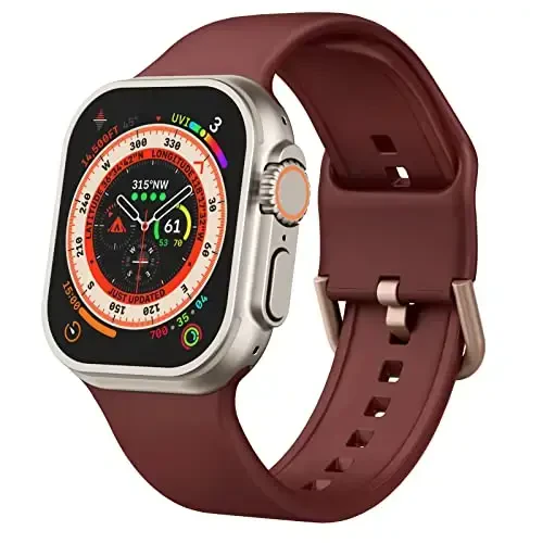 Apple Watch Bands 49mm 46mm 45mm 44mm 42mm 41mm 40mm 38mm bilan mos keladigan Sport Band, iWatch Series 11 10 9 8 7 6 5 4 3 2 1 SE Ultra ayollar erkaklar uchun klassik qisqichli yumshoq silikon almashtirish tasmasi 
