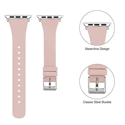 Apple Watch Bands 49mm 46mm 45mm 44mm 42mm 41mm 40mm 38mm bilan mos keluvchi Sport Band, iWatch Series 11 10 9 8 7 6 5 4 3 2 1 SE Ultra ayollar erkaklar uchun klassik qisqichli yumshoq silikon almashtirish tasmasi - 2