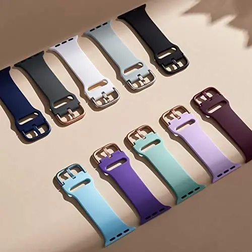 Apple Watch Bands 49mm 46mm 45mm 44mm 42mm 41mm 40mm 38mm bilan mos keluvchi Sport Band, iWatch Series 11 10 9 8 7 6 5 4 3 2 1 SE Ultra ayollar erkaklar uchun klassik qisqichli yumshoq silikon almashtirish tasmasi - 3