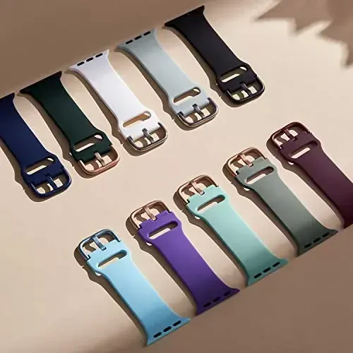 Apple Watch Bands 49mm 46mm 45mm 44mm 42mm 41mm 40mm 38mm bilan mos keluvchi sport tasma, iWatch Series 11 10 9 8 7 6 5 4 3 2 1 SE Ultra ayollar erkaklar uchun klassik qisqichli yumshoq silikon almashtirish tasmasi - 3