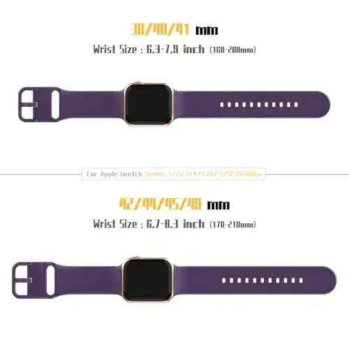 Apple Watch Bands 49mm 46mm 45mm 44mm 42mm 41mm 40mm 38mm bilan mos keluvchi sport tasmasi, iWatch Series 11 10 9 8 7 6 5 4 3 2 1 SE Ultra ayollar erkaklar uchun klassik qisqichli yumshoq silikon almashtirish tasmasi - 6