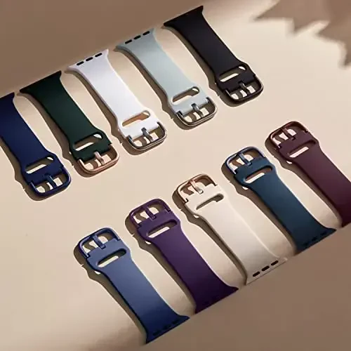 Apple Watch Bands 49mm 46mm 45mm 44mm 42mm 41mm 40mm 38mm bilan mos keluvchi sport tasmasi, iWatch Series 11 10 9 8 7 6 5 4 3 2 1 SE Ultra ayollar erkaklar uchun klassik qisqichli yumshoq silikon almashtirish tasmasi - 3