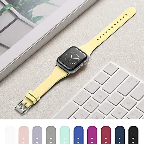 Apple Watch Bands 49mm 46mm 45mm 44mm 42mm 41mm 40mm 38mm bilan mos keluvchi sport tasmasi, iWatch Series 11 10 9 8 7 6 5 4 3 2 1 SE Ultra ayollar erkaklar uchun klassik qisqichli yumshoq silikon almashtirish tasmasi - 4