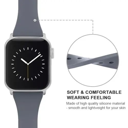 Apple Watch Bands 49mm 46mm 45mm 44mm 42mm 41mm 40mm 38mm bilan mos keluvchi sport tasmasi, iWatch Series 11 10 9 8 7 6 5 4 3 2 1 SE Ultra ayollar erkaklar uchun klassik qisqichli yumshoq silikon almashtirish tasmasi - 3