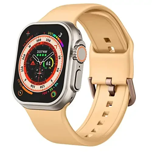 Apple Watch Bands 49mm 46mm 45mm 44mm 42mm 41mm 40mm 38mm bilan mos Sport Band, iWatch Series 11 10 9 8 7 6 5 4 3 2 1 SE Ultra Women Men uchun klassik qisqichli yumshoq silikon almashtirish tasmasi 