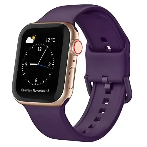 Apple Watch Bands 49mm 46mm 45mm 44mm 42mm 41mm 40mm 38mm bilan mos Sport Band, iWatch Series 11 10 9 8 7 6 5 4 3 2 1 SE Ultra Women Men uchun klassik qisqichli yumshoq silikon almashtirish tasmasi 